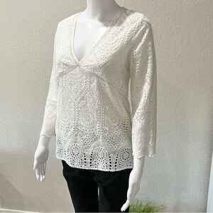 Sezane White Lace Top